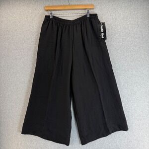 Sophie Finzi Gaucho Pants Wide‎ Leg Cropped Elastic Waist Black Size Medium NWT